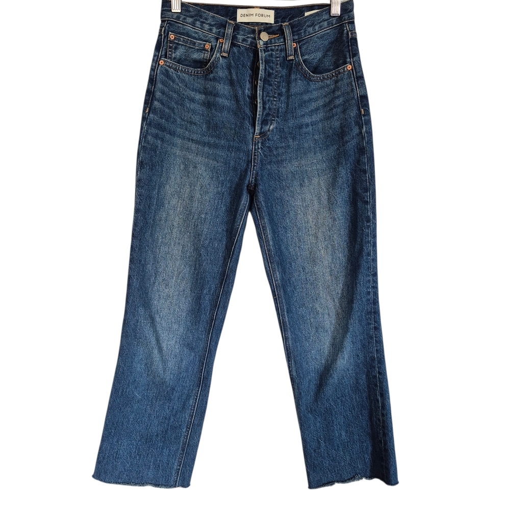 Denim Forum Aritzia The Joni High Rise Loose Crop Denim Jeans Button Fly 24